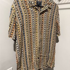 PacSun Men's Vibrant Striped Button Down Shirt